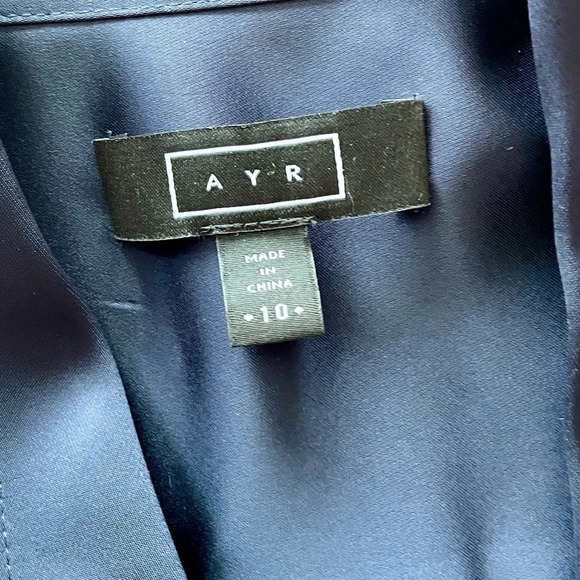 AYR perch wrap satin dress in deep marine 10 - Picture 5 of 16